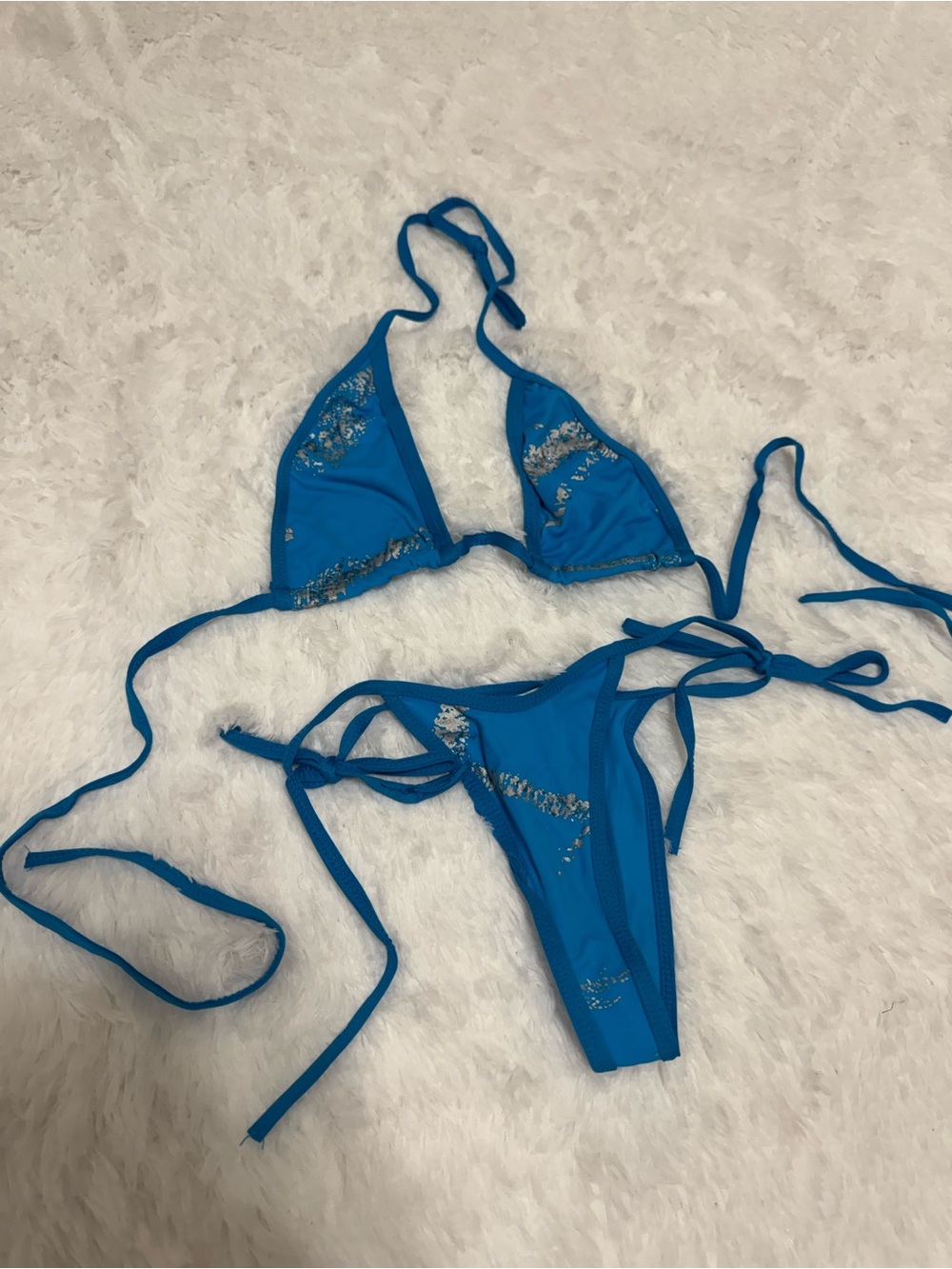 New small teal bikini Swimsuit thong dancer festival rave outfit bathing y2k